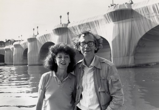 Christo and Jeanne-Claude at The Pont Neuf Wrapped (1975–85) in 1985.