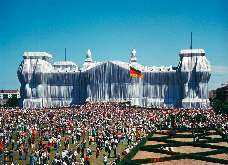 Installation view of Wrapped Reichstag, Berlin (1971–95), Christo and Jeanne-Claude.