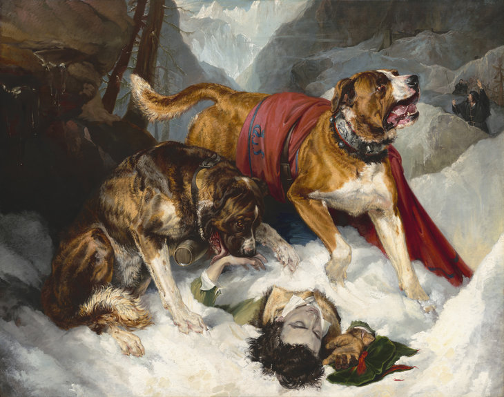 Alpine Mastiffs Reanimating a Distressed Traveler (1820), Edwin Landseer.