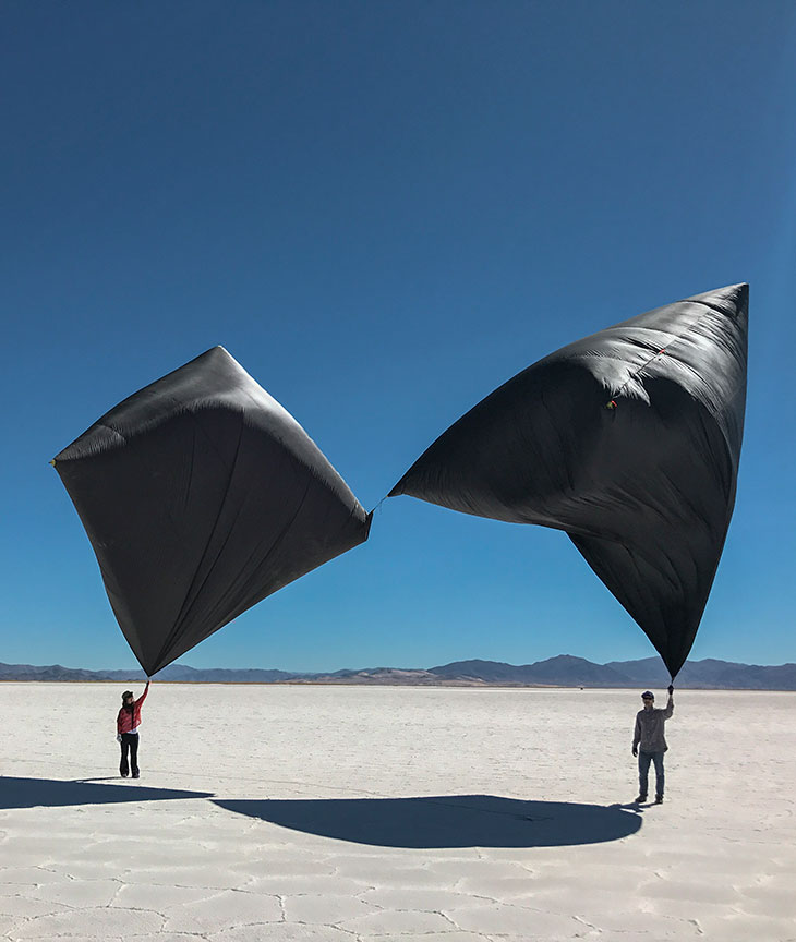 The Aerocene Explorer launch in Salinas Grandes, Jujuy, Argentina, on 7 August 2017.