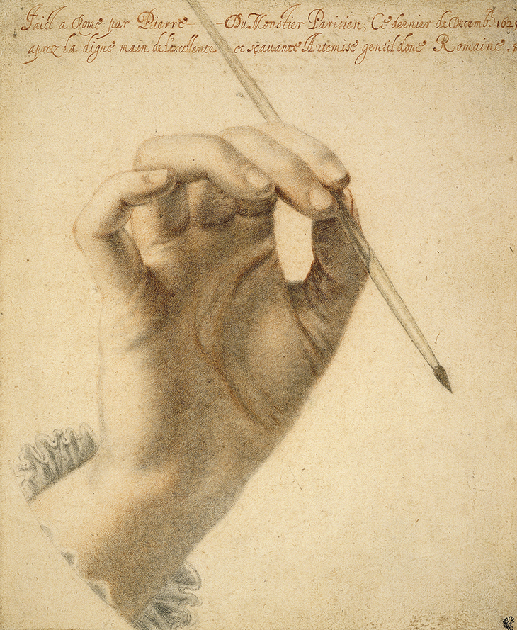 The right hand of Artemisia Gentileschi holding a brush (1625), Pierre Dumonstier II.
