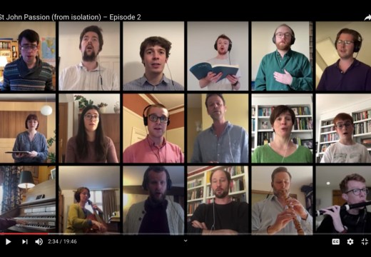 Screenshot from episode two of the Oxford Back Soloists’ St John Passion from Isolation