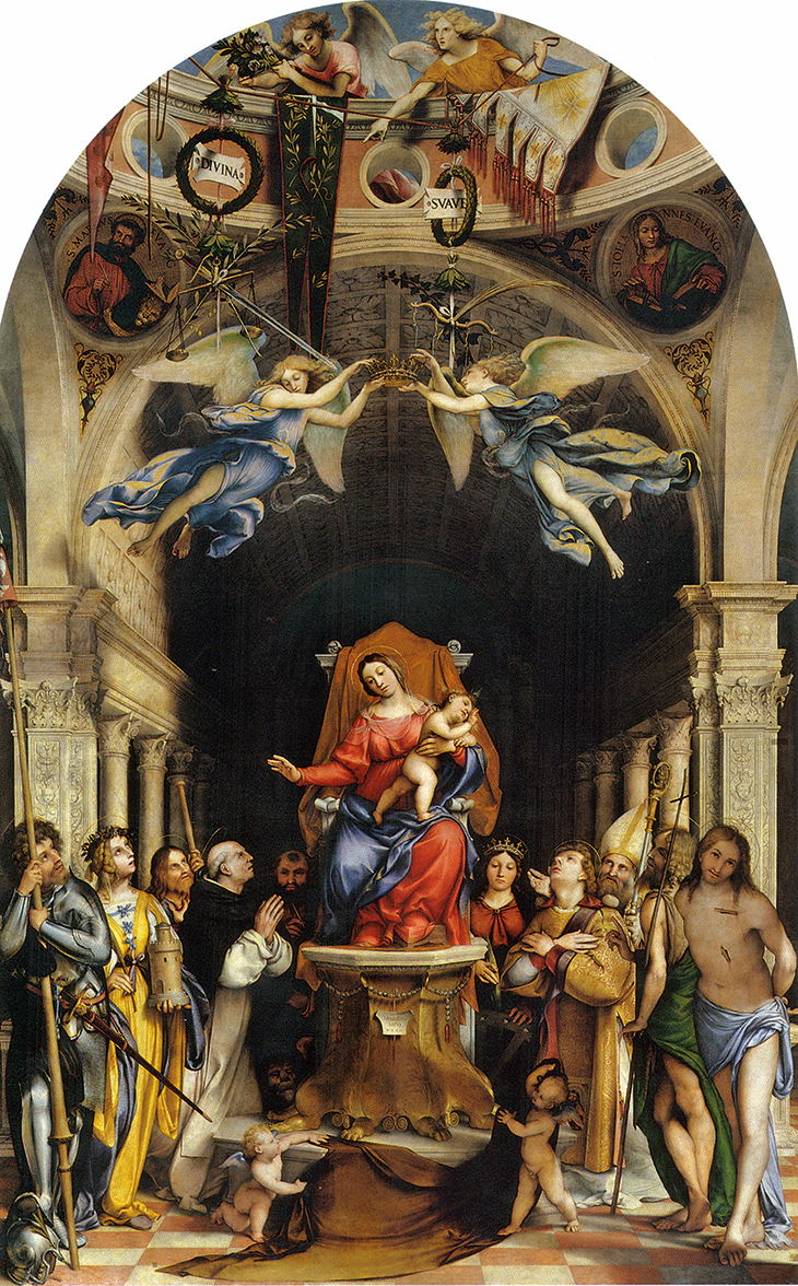 Virgin and Child with Saints (Colleoni Martinengo Altarpiece) (1513–16), Lorenzo Lotto. SS. Bartolomeo e Stefano, Bergamo.