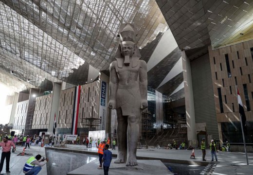 The interior of the Grand Egyptian Museum in Giza photographed during construction in September 2019.