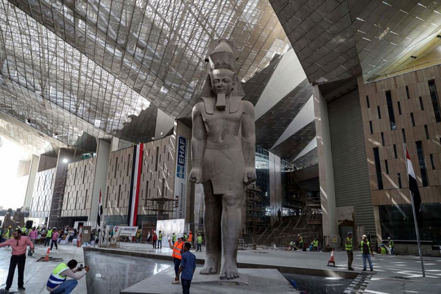 The interior of the Grand Egyptian Museum in Giza photographed during construction in September 2019.