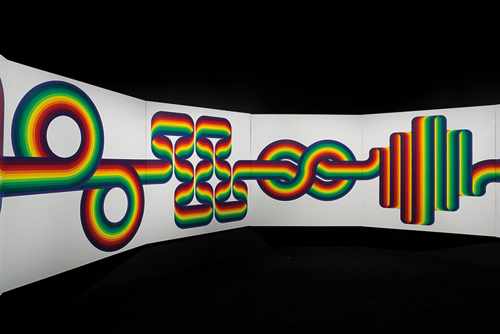Installation view of La Longue Marche (detail; 1974) by Julio Le Parc in the Unlimited section at Art Basel, 2017.