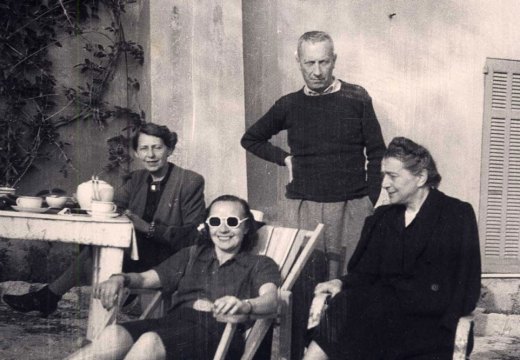 Detail of photograph of (left to right) Sophie Taeuber-Arp, Sonia Delaunay, and Jean (Hans) Arp in Grasse in 1942.
