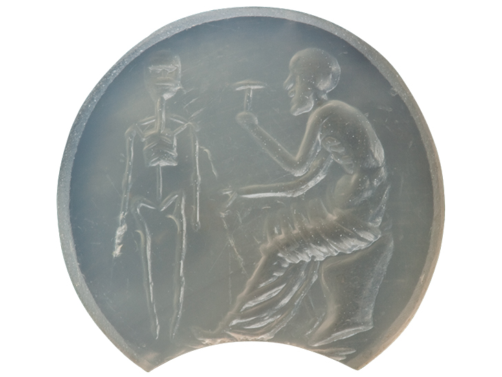 Ringstone showing Prometheus creating the first man (30 BC–200 AD), Graeco-Roman. Thorvaldsen Museum, Copenhagen
