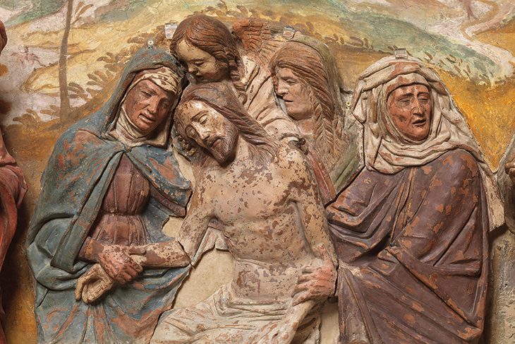 Renaissance terracottas in Padua Central relief of The Lamentation over the Dead Christ (c. 1480–90), circle of Bartolomeo Bellano. Chiesa di San Pietro, Padua