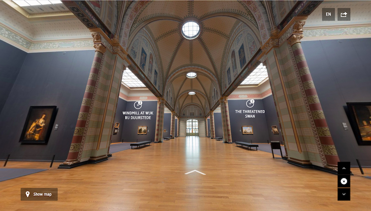 Screenshot looking down the virtual Gallery of Honour at the Rijksmuseum