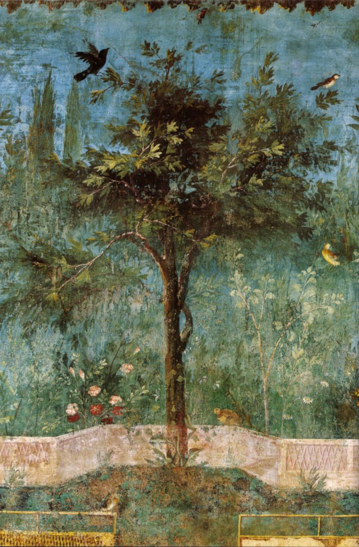 A wall painting in the underground garden of the Villa Livia.