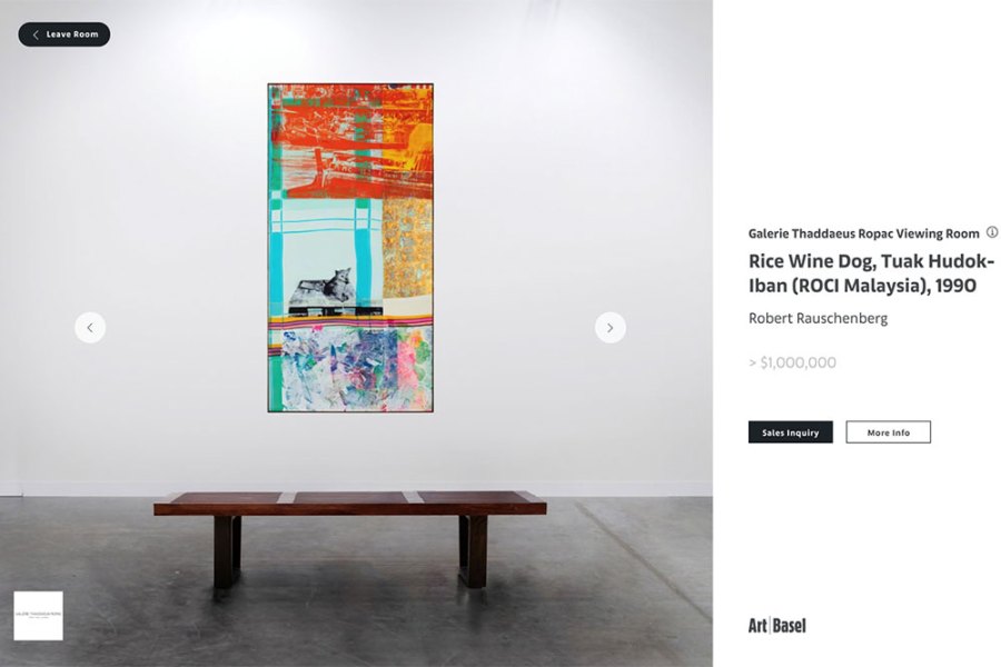 Screenshot of Galerie Thaddaeus Ropac’s online viewing room at Art Basel Hong, March 2020.