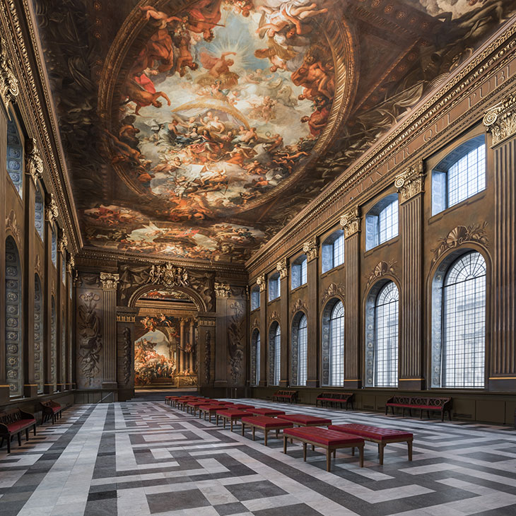 The Lower Hall of the Painted Hall at the Old Royal Naval College in Greenwich, London
