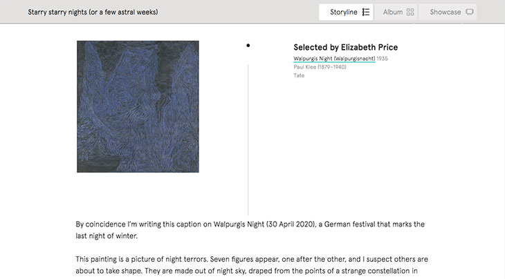 Screenshot showing the artist Elizabeth Price’s selection, Paul Klee’s Walpurgis Night (1935) from the Tate collection