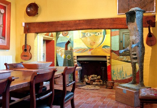 The fireplace in the Farleys Dining Room at Farleys House, Muddles Green, Sussex.