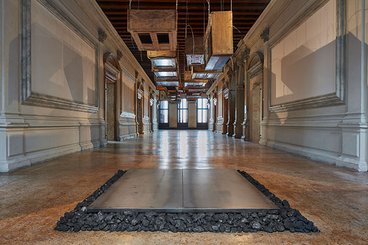 Installation view of ‘Jannis Kounellis’, curated by Germano Celant, Fondazione Prada, Venice, 2019.