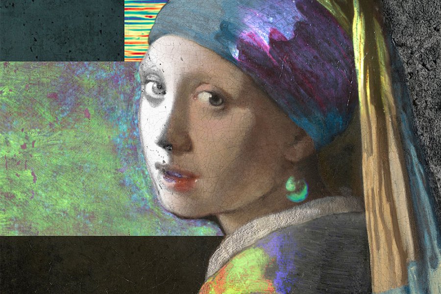Composite image (detail) of Girl with a Pearl Earring from images made during the Girl in the Spotlight project.