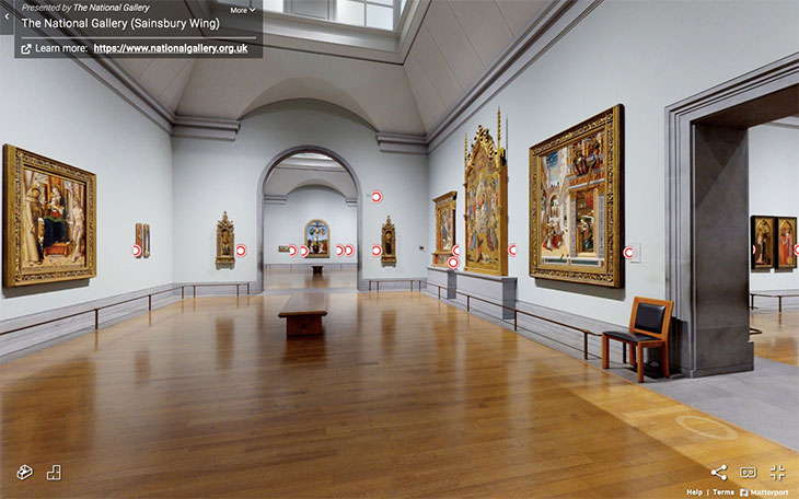 Screenshot of the virtual tour of the Sainsbury Wing at the National Gallery