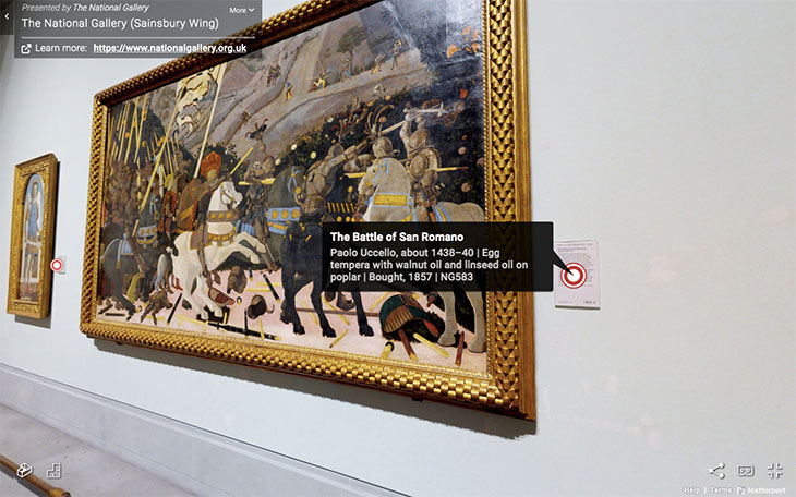 Screenshot of the virtual tour of the Sainsbury Wing at the National Gallery