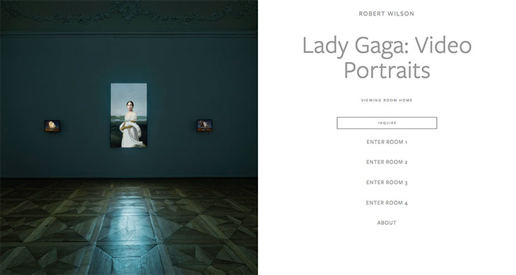 Screenshot of the viewing room for Robert Wilson’s Lady Gaga video portrait