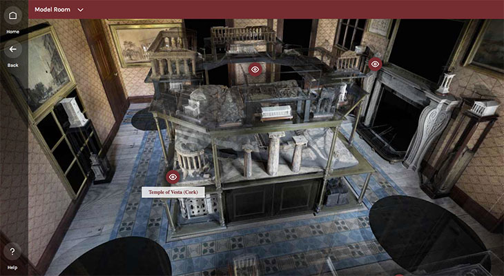 Screenshot of the Model Room in the ‘Explore Soane’ 3D tour