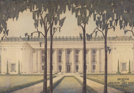 The south facade of the original building of the Museum of Fine Arts, Houston, which opened in 1924