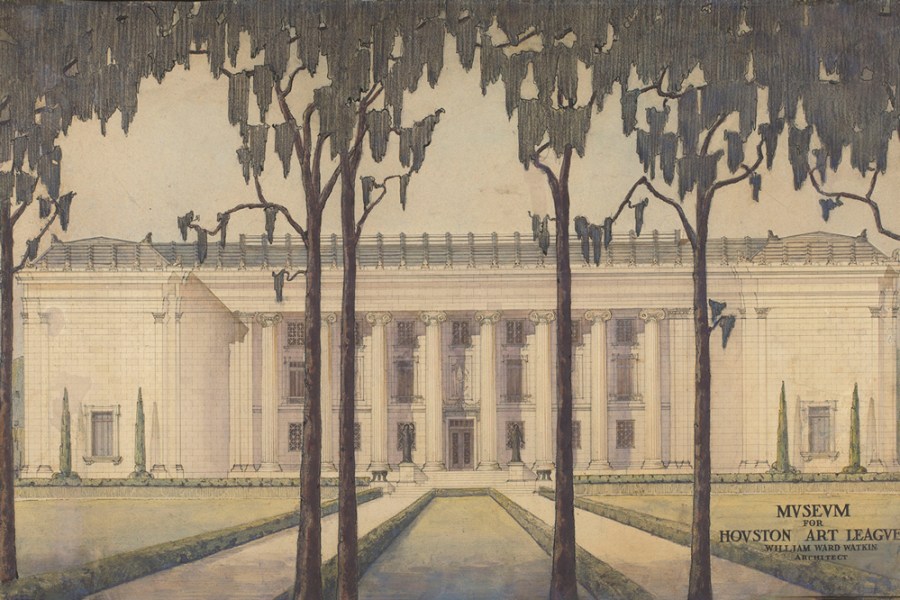 The south facade of the original building of the Museum of Fine Arts, Houston, which opened in 1924
