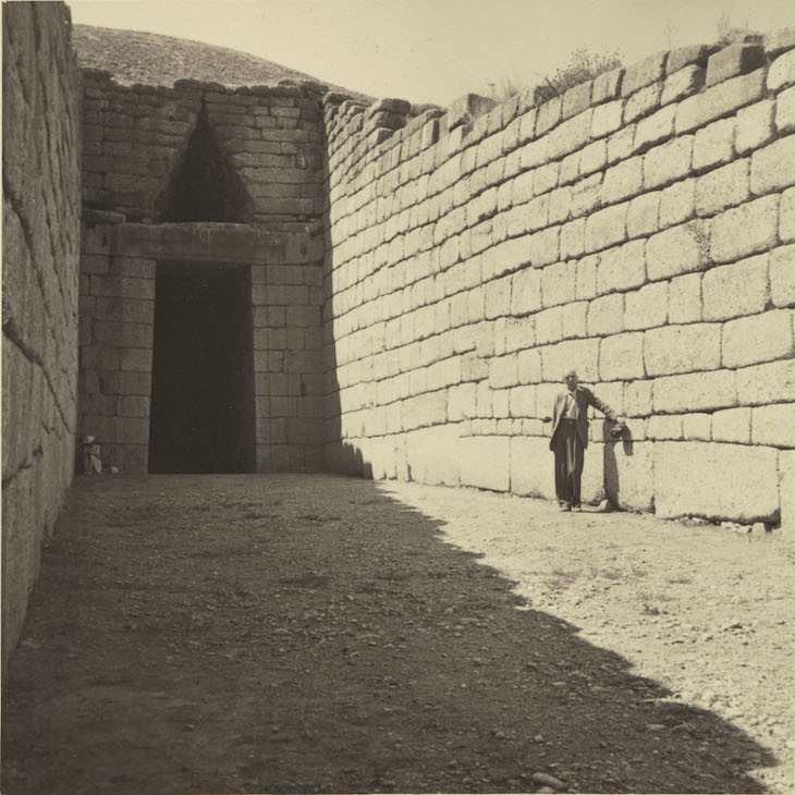 A.J.B. Wace standing in the dromos of the Treasury of Atreus, Mycenae, 9 September 1940.
