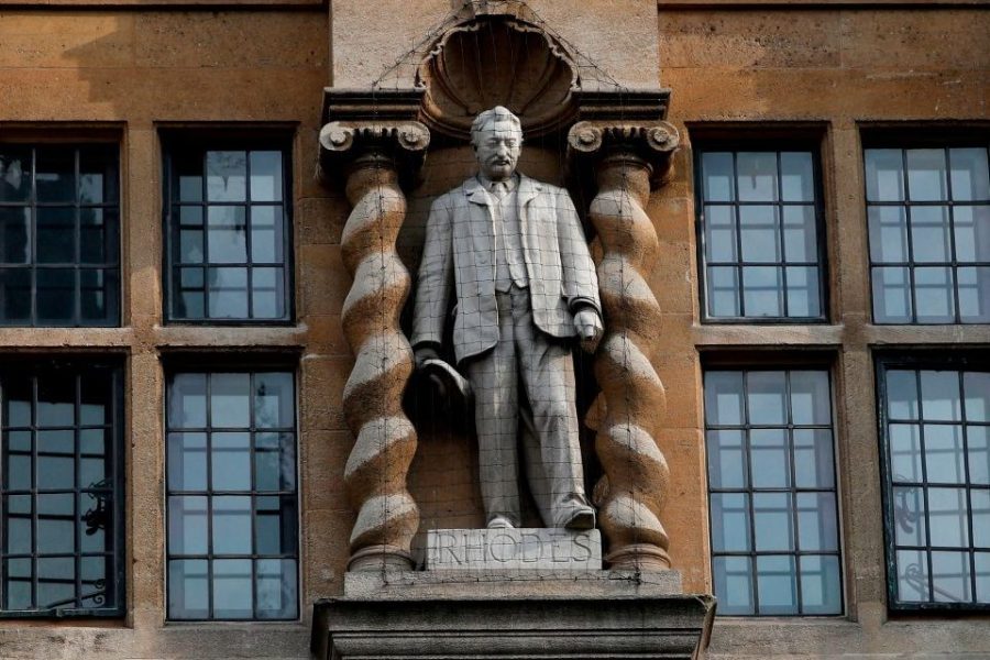 The statue of Cecil Rhodes outside Oriel College in Oxford, photographed in June 2020.