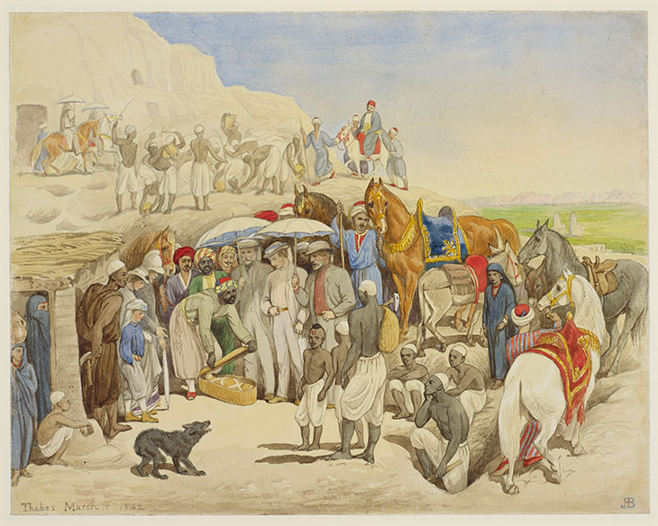 The Prince of Wales at Thebes, 18 March 1862 (1862), Jemima Blackburn.