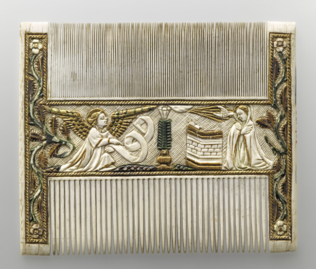 Double-sided comb with religious scenes (15th century), possibly central Netherlands. 
