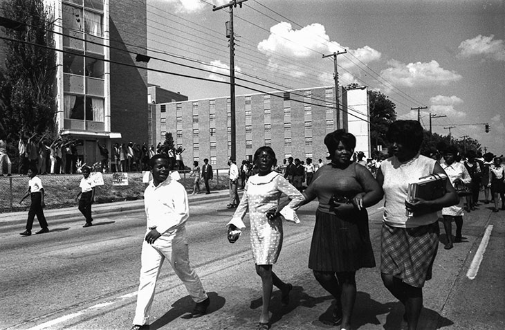 A solidarity funeral procession on Lynch Street, Jackson, on the day of the funeral of James Earl Green.