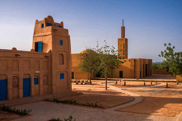 The Hikma mosque in Dandaji, Niger, designed by Yasaman Esmaili and Mariam Kamara and completed in May 2018.