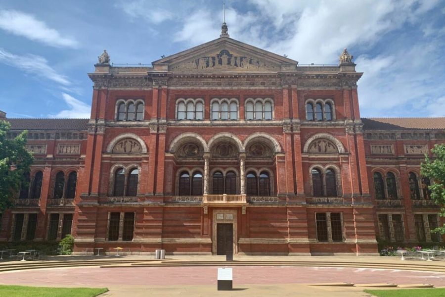 The Victoria and Albert Museum, London, with the restored balcony.