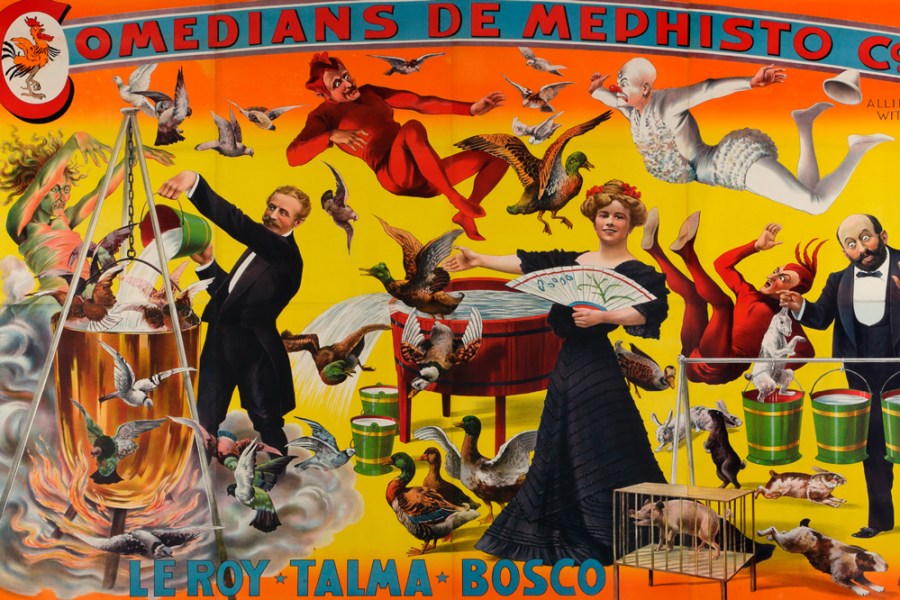 Comedians de Mephisto Co. Allied with Le Roy-Talma-Bosco (detail; 1905), Adolph Friedländer.