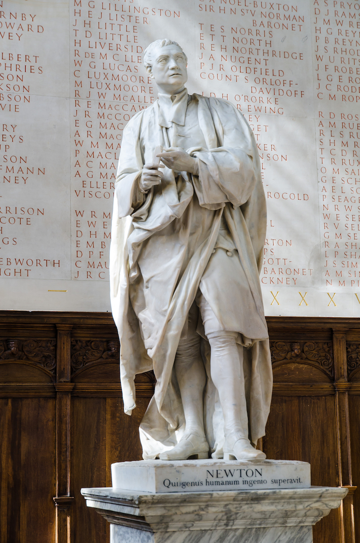 Statue of Isaac Newton (1755), Louis François Roubilliac, at Trinity College, Cambridge.