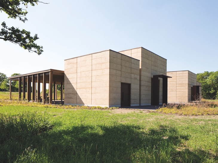 They prayer halls at Bushey New Cemetery, designed by Waugh Thistleton Architects and constructed in 2017.