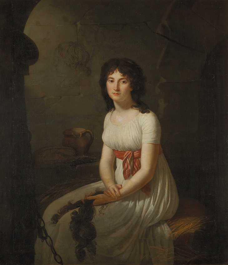 Comrade Tallien in a Cell, Holding Her Cut Hair (1796), Jean-Louis Laneuville. Private collection