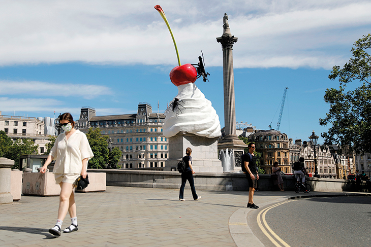 THE END (2020) by Heather Phillipson, installed on the Fourth Plinth in Trafalgar Square, London