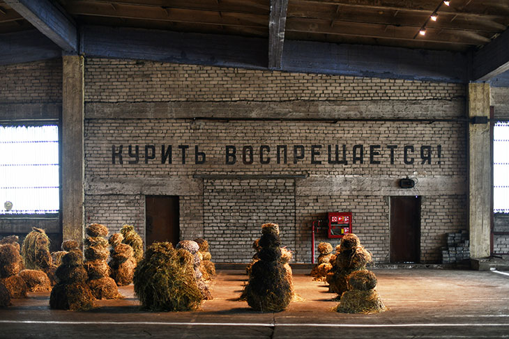 Mudmen (2020), Augustas Serapinas. Installation view at the 2nd Riga International Biennial of Contemporary Art, RIBOCA2, 2020.