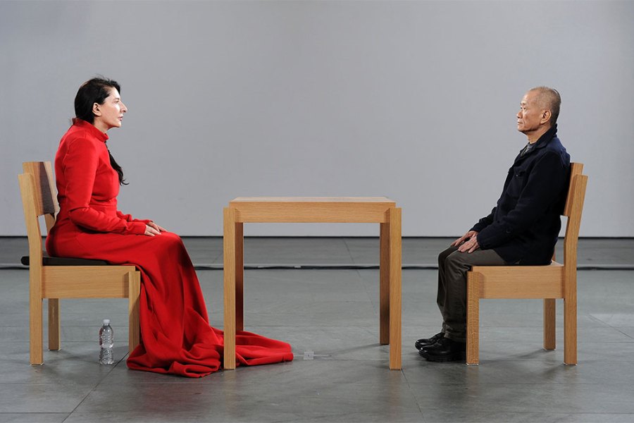 Marina Abramović performing The Artist Is Present at the Museum of Modern Art, New York, 2010.