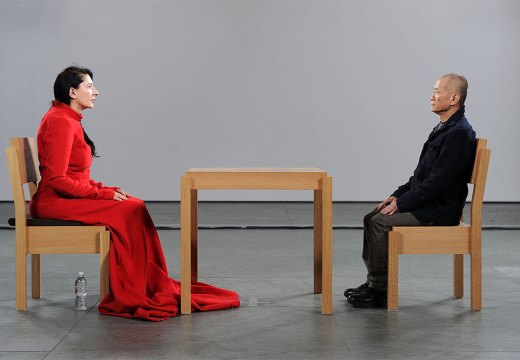 Marina Abramović performing The Artist Is Present at the Museum of Modern Art, New York, 2010.