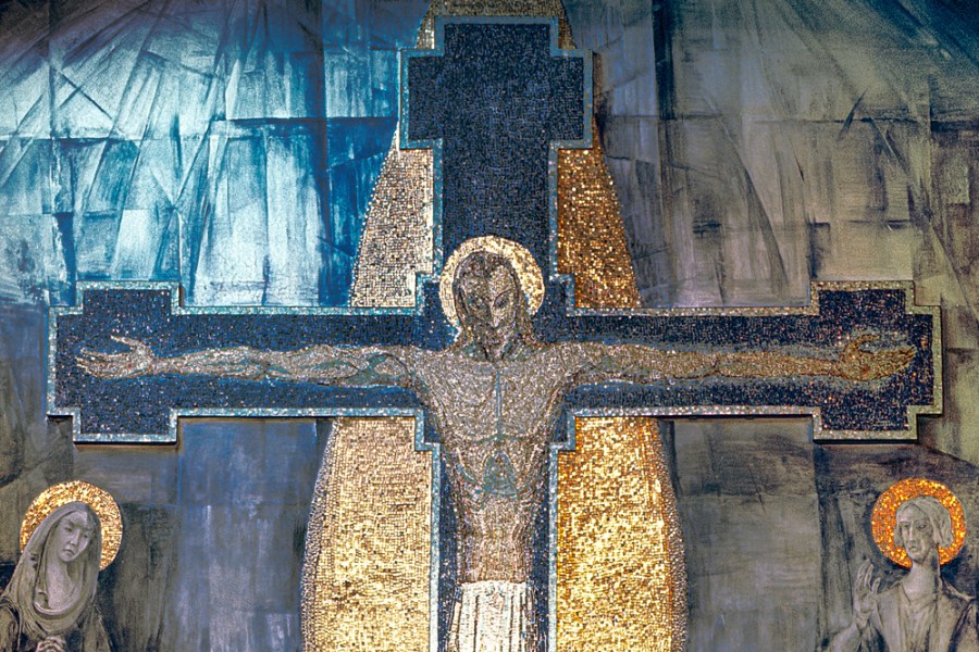 A detail of George Mayer-Marton’s mosaic and fresco before the latter was painted over.