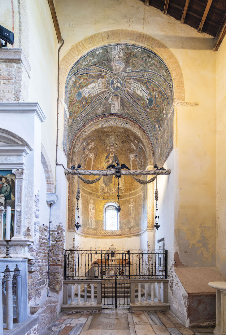 The south side apse of Santa Maria Assunta, Torcello, showing the 11th-century mosaic of Christ in majesty