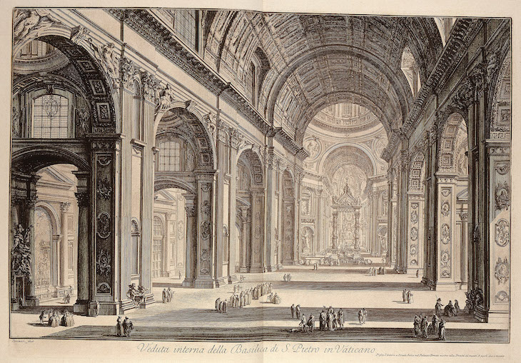 Interior of the Vatican Basilica (c. 1760), Giovanni Battista Piranesi.