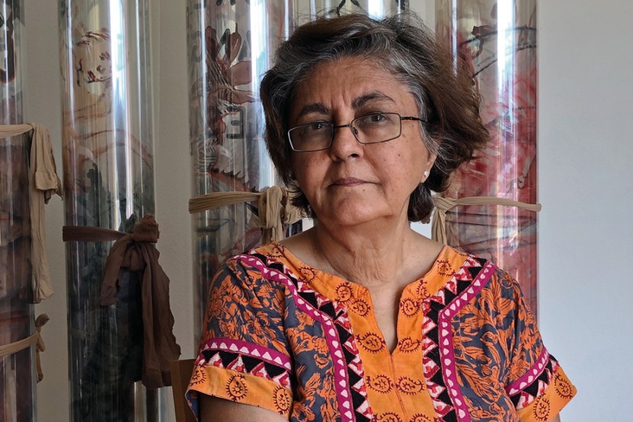 Nalini Malani, photographed at home in Amsterdam in August 2020.