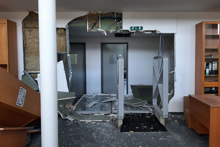 The library of the Académie Libanaise des Beaux-Arts (ALBA) library after the 4 August blast. Photo: Gregory Buchakjian