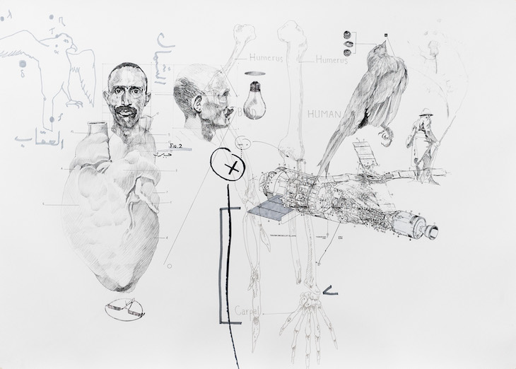 Drawing (2017) from Le battement des ailes (2016–18), Nidhal Chamekh. 