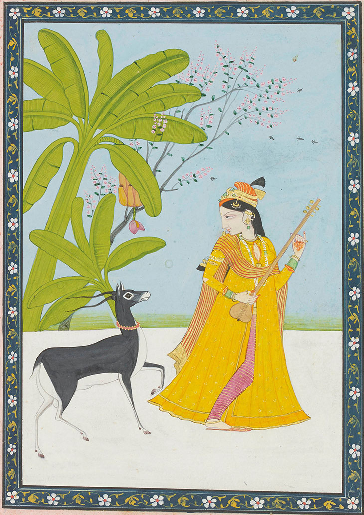 The nayika and the black buck (page from a Satsai of Bihari series) (c. 1810–20), attributed to the workshop of the Guler artist Chhajju at Chamba. Francesca Galloway (price on application)