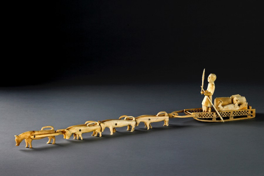 Ivory model sled with dogs (mid 19th century), Siberia, Russia.